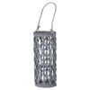 Small Grey Wicker Lantern With Glass Hurricane