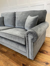 Capella Sofa – Grey Velvet 3-Seater with Scrolled Arms