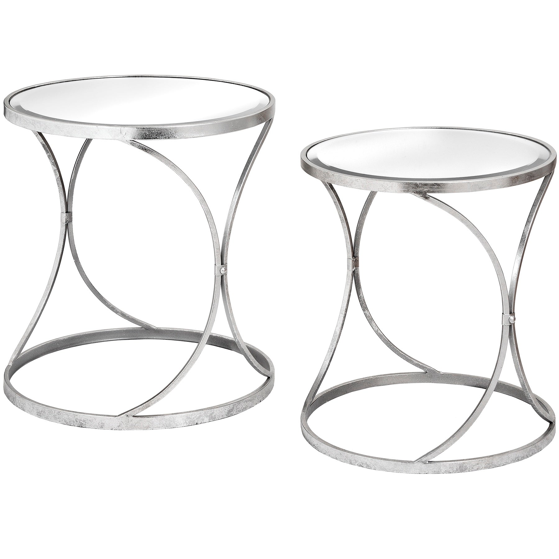 Silver Curved Design Set Of 2 Side Tables-product