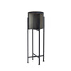 Gun Metal Grey Cylindrical Planter On Black Frame