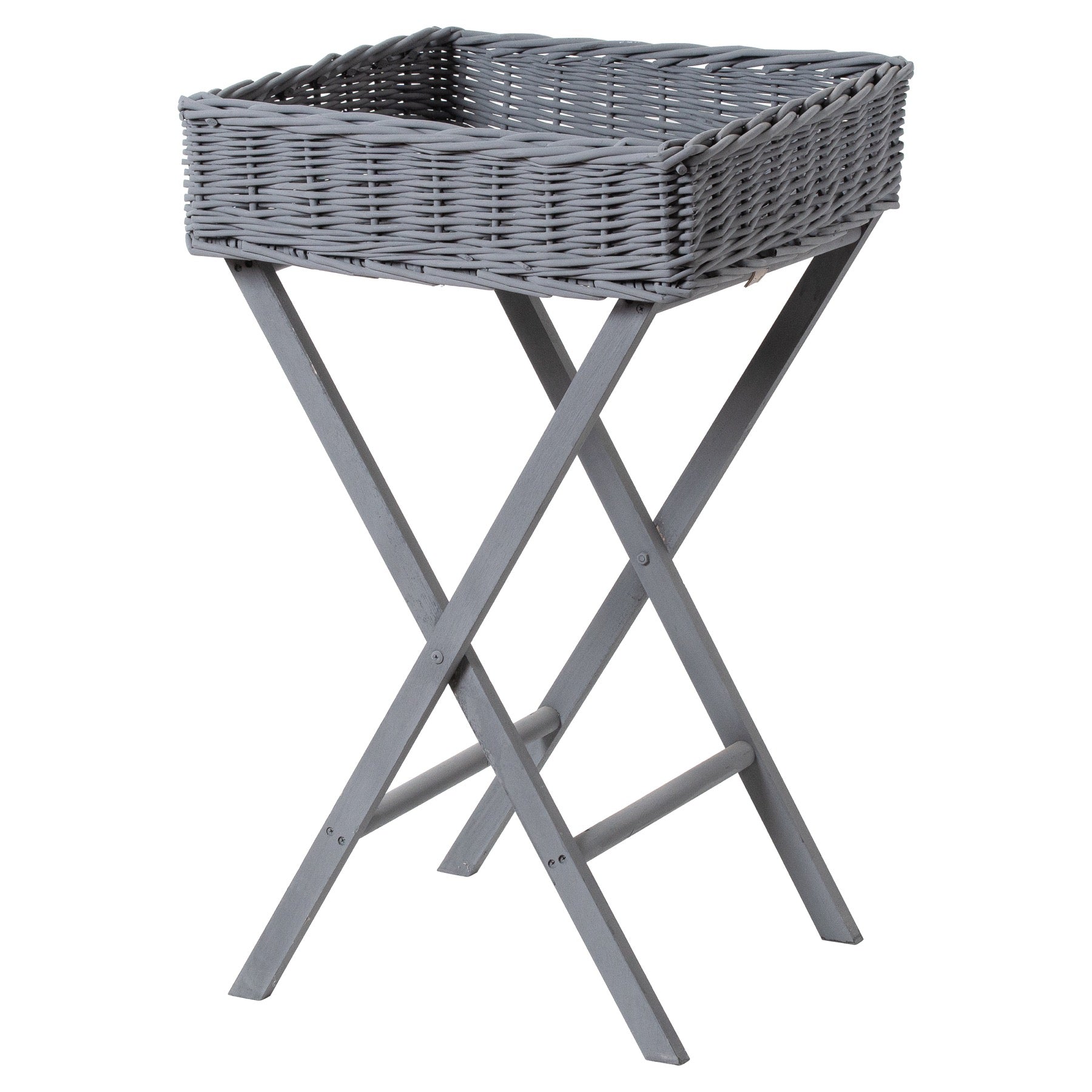 Large Grey Wicker Basket Butler Tray-product