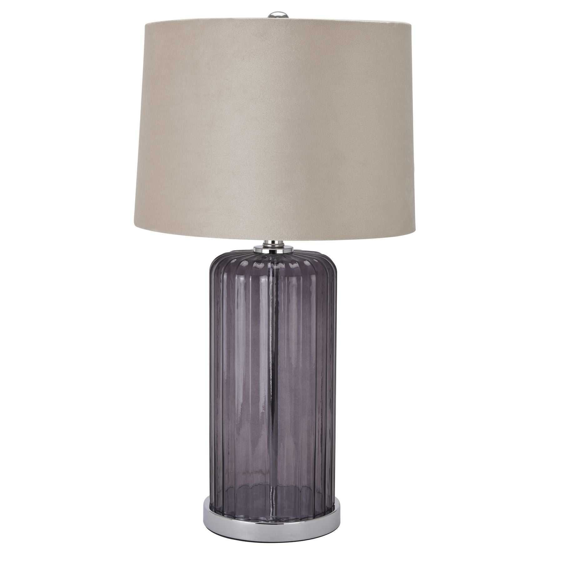 Alberta Metallic Glass Lamp With Velvet Shade-product