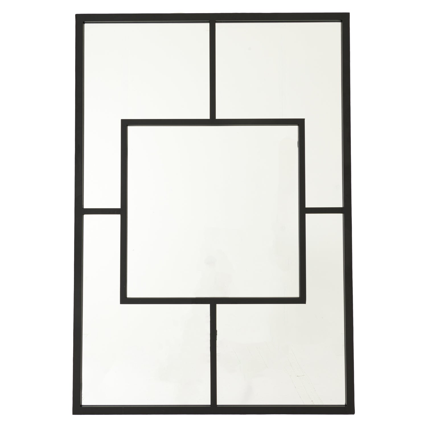Black Multi Paned Patterned Window Mirror-product