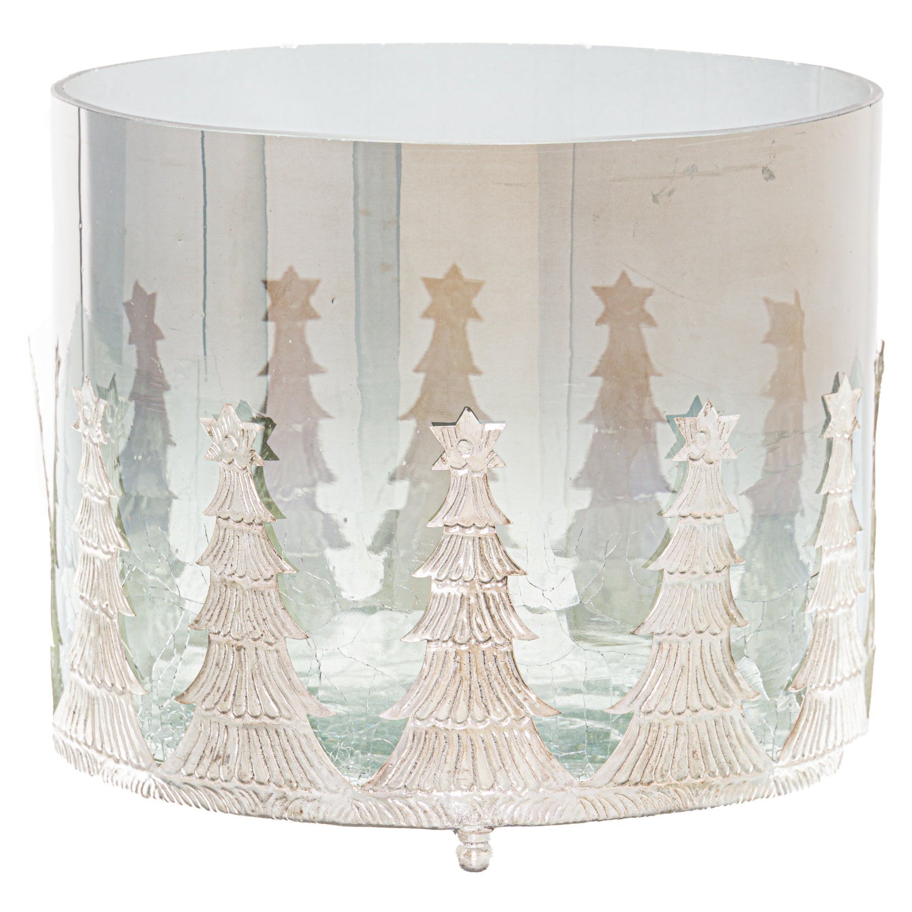 Noel Collection Large Christmas Tree Crackled Candle Holder-product