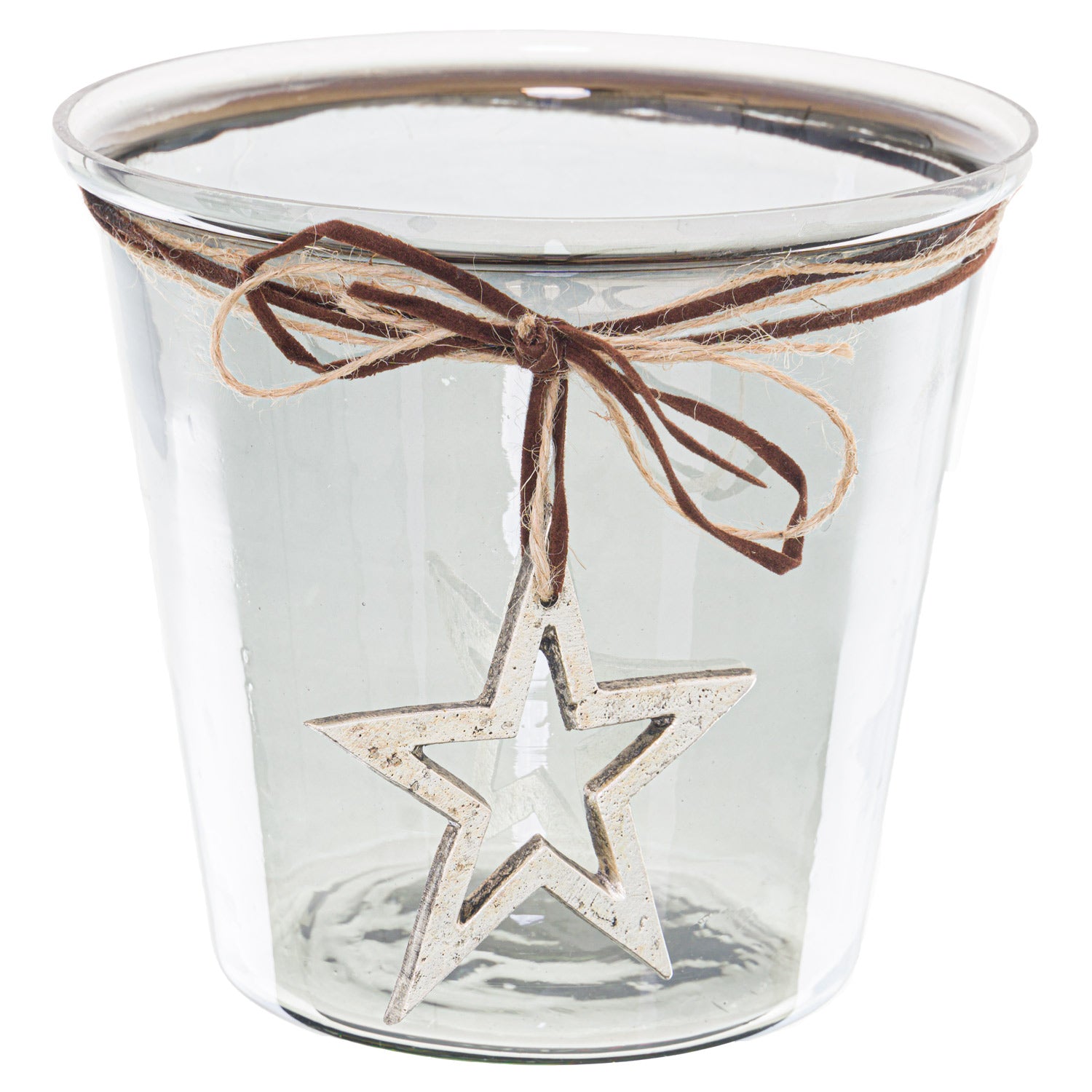Smoked Midnight Hammered Star Large Candle Holder-product