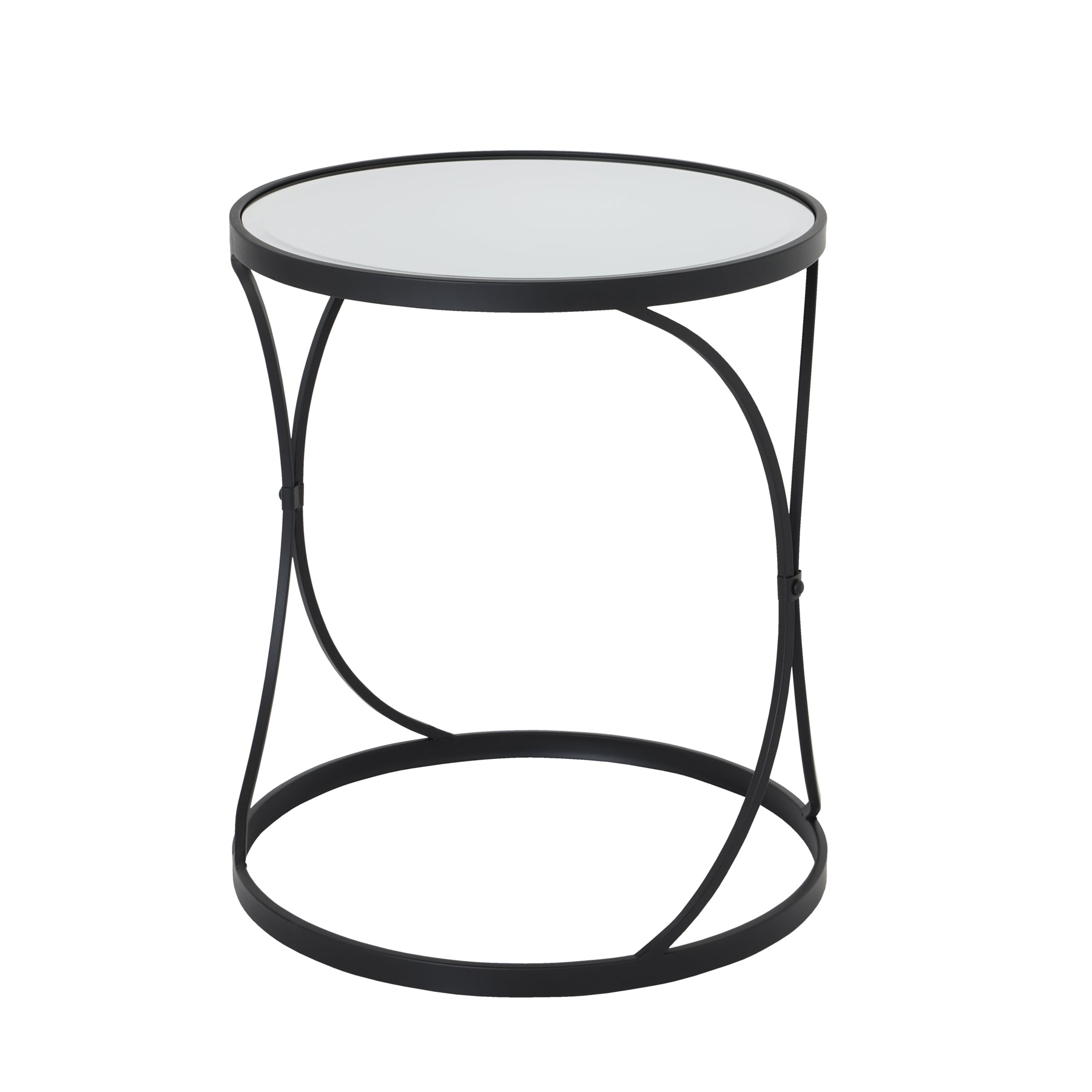 Concaved Set Of Two Black Mirrored Side Tables-product