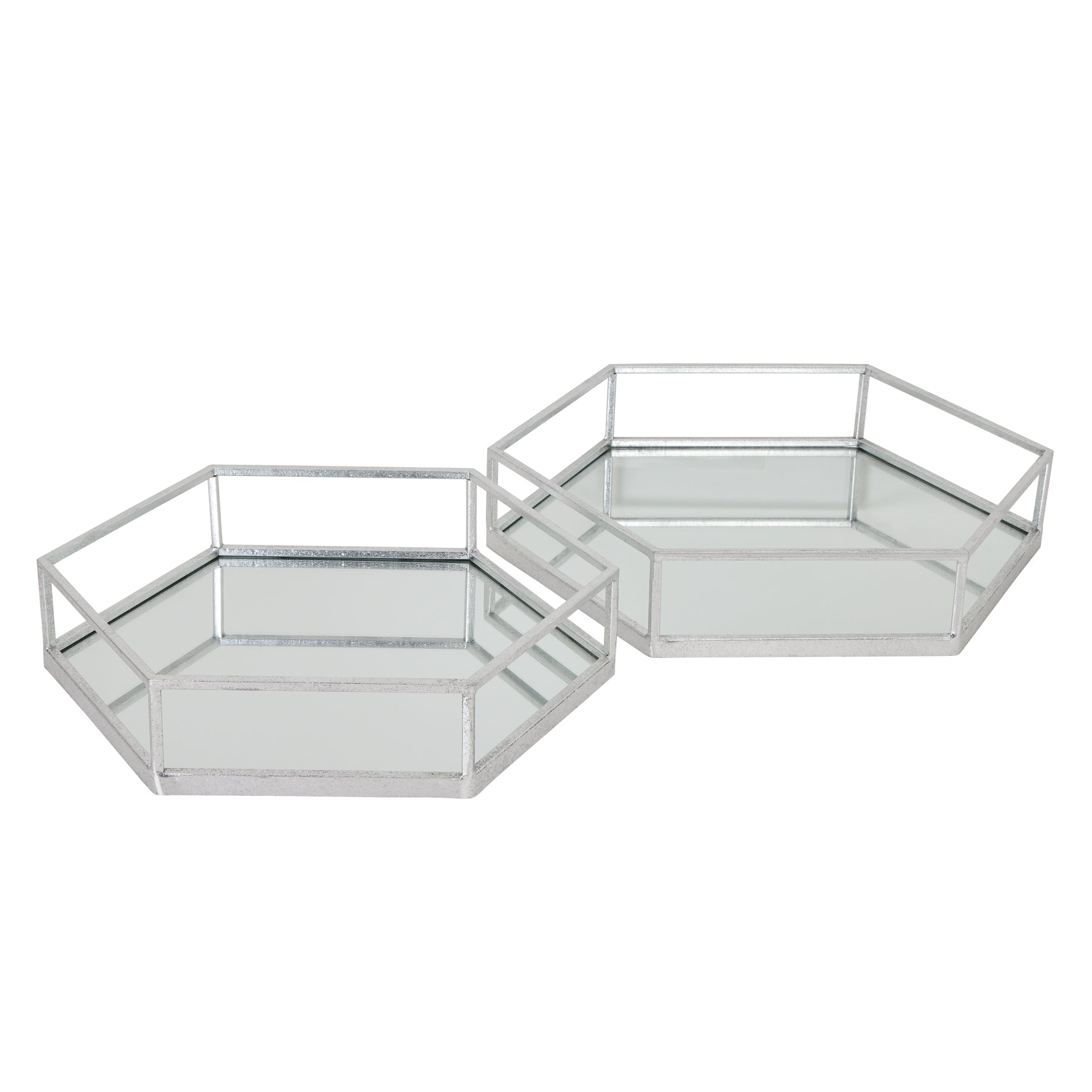 Silver Hexagon Set Of Two Trays-product
