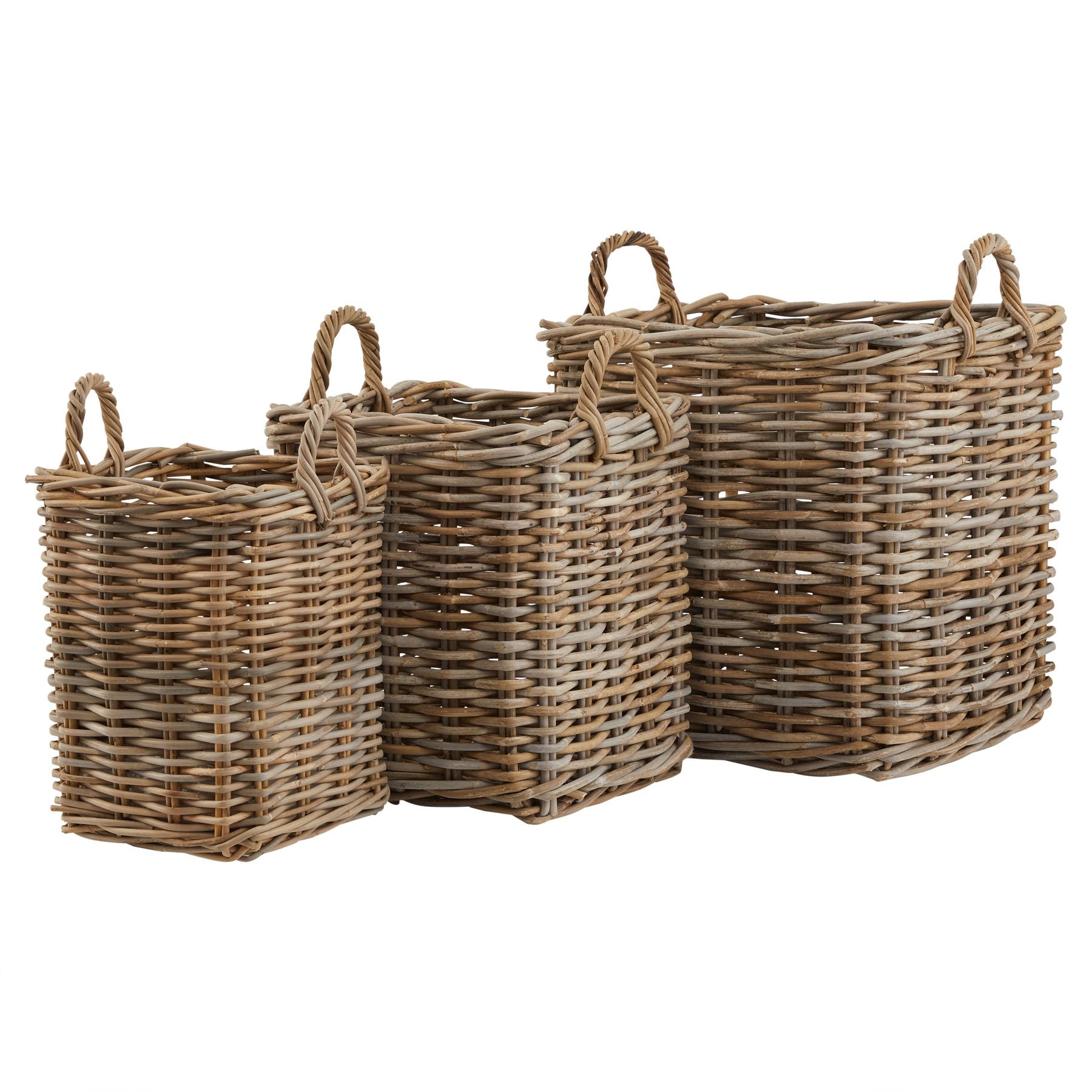 Set of 3 Kubu Rattan Square Storage Baskets-product