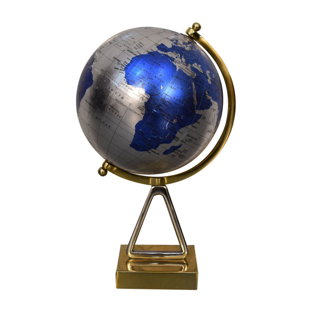 Mixed Chrome and Brass Blue Globe-product