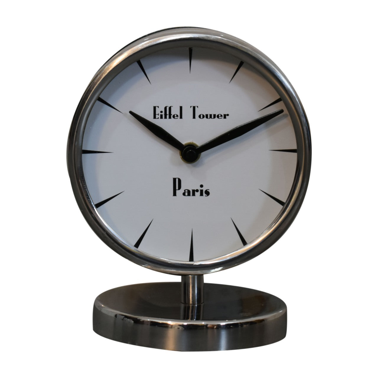 Chrome Table Clock with White Face-product