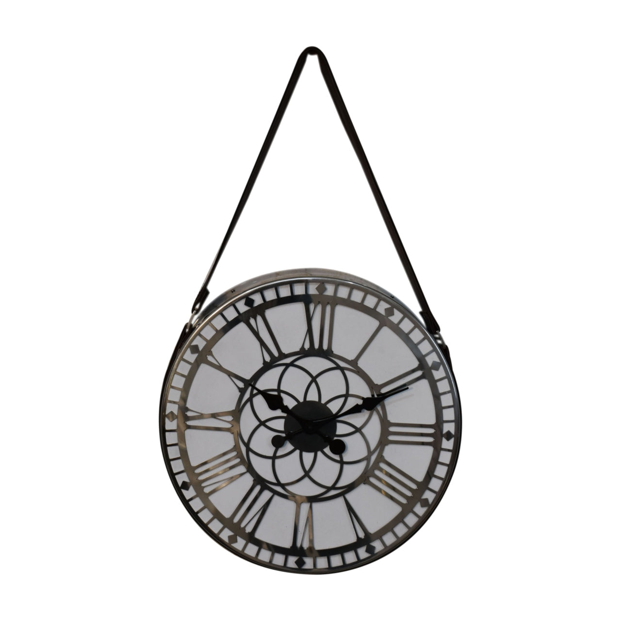 White Chrome Hanging Wall Clock-product