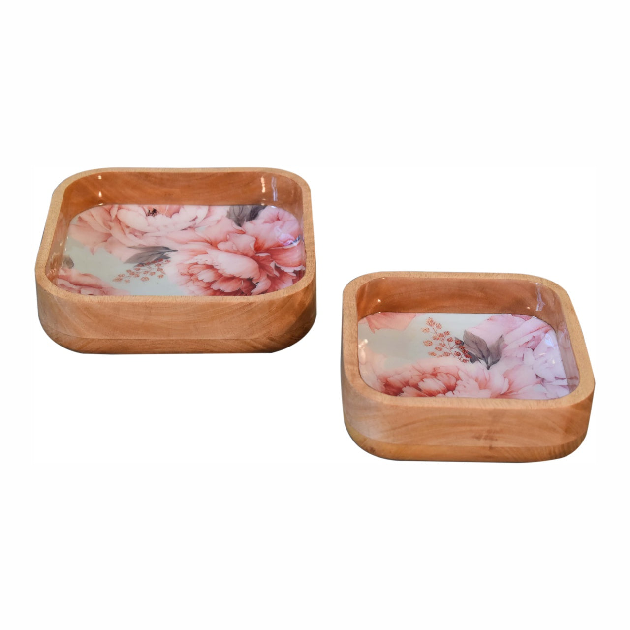 Pink Floral Square Bowl Set of 2-product