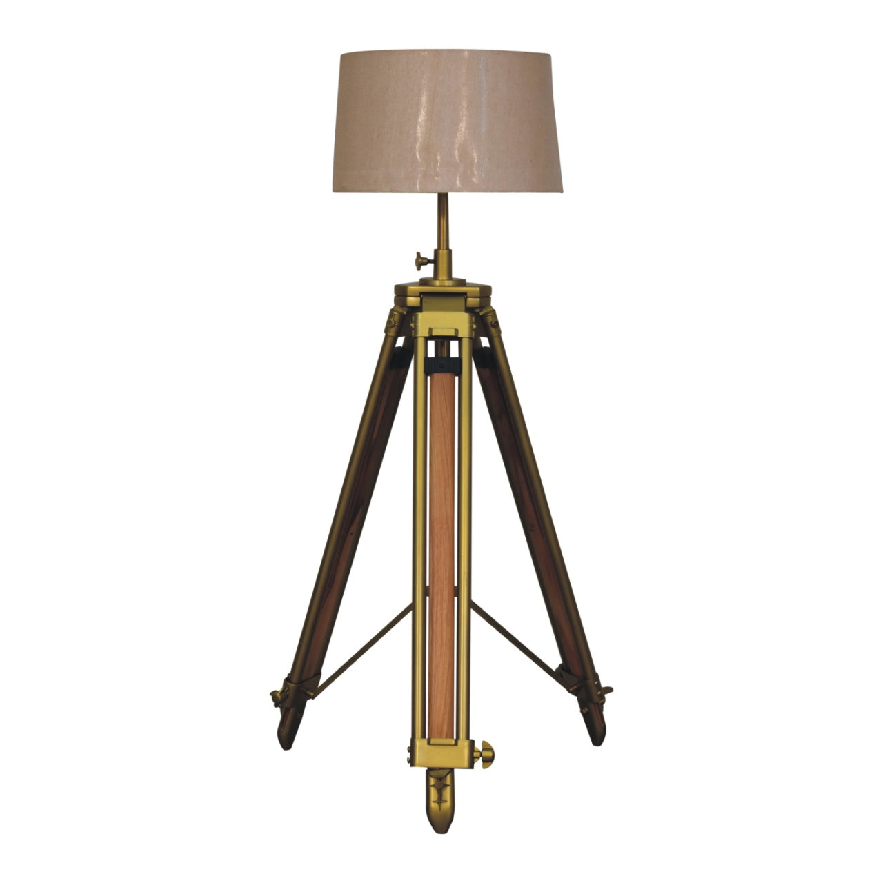 Brass Plated and Wooden Floor Lamp-product