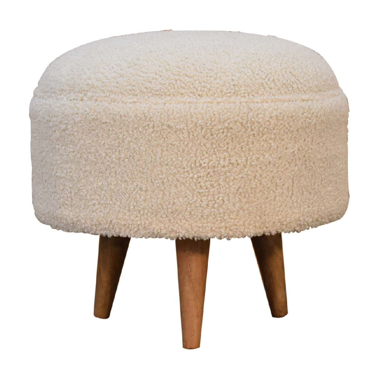 Cream Boucle Rounded Footstool-product