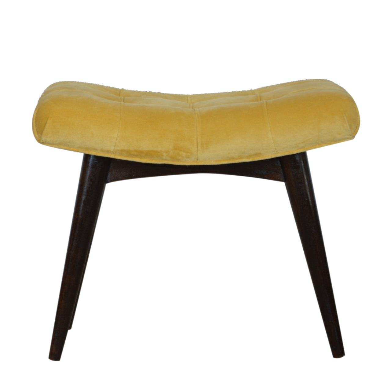 Mustard Cotton Velvet Curved Bench-product